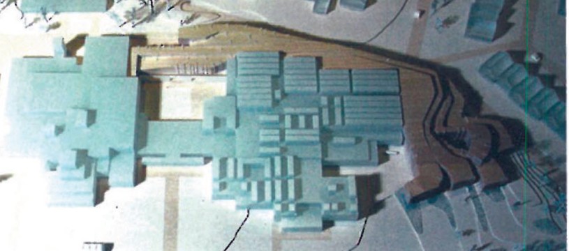 Aerial view of the winning competition model by Manuelle Gautrand for the Lille Modern Art Museum extension