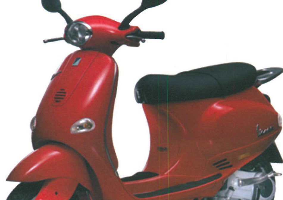 Bright red Vespa ET4 scooter, the latest model with rounded fairings
