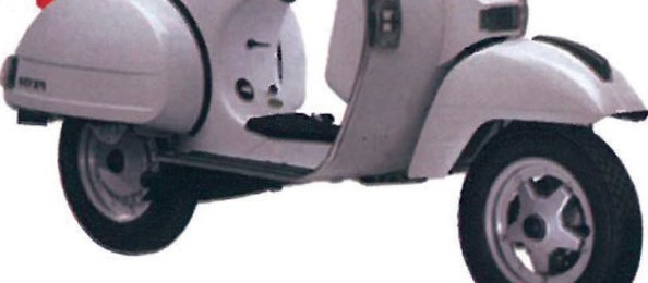 Cream-coloured Vespa PX125 scooter, the smaller-engined PX-series model