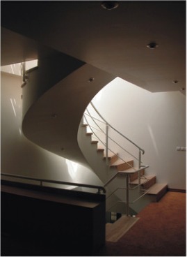 The staircase seen from below.