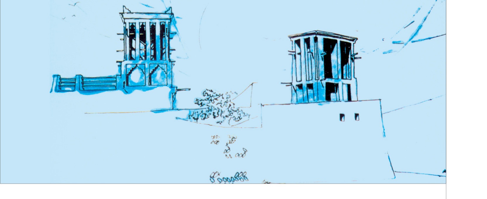 طرحی از بادگیرهای کیش، اثر کیوان خسروانی، مجله معمار شماره ۲۹