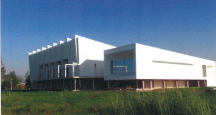 Northeast exterior view, Indoor Pool and Recreation Center, Sari