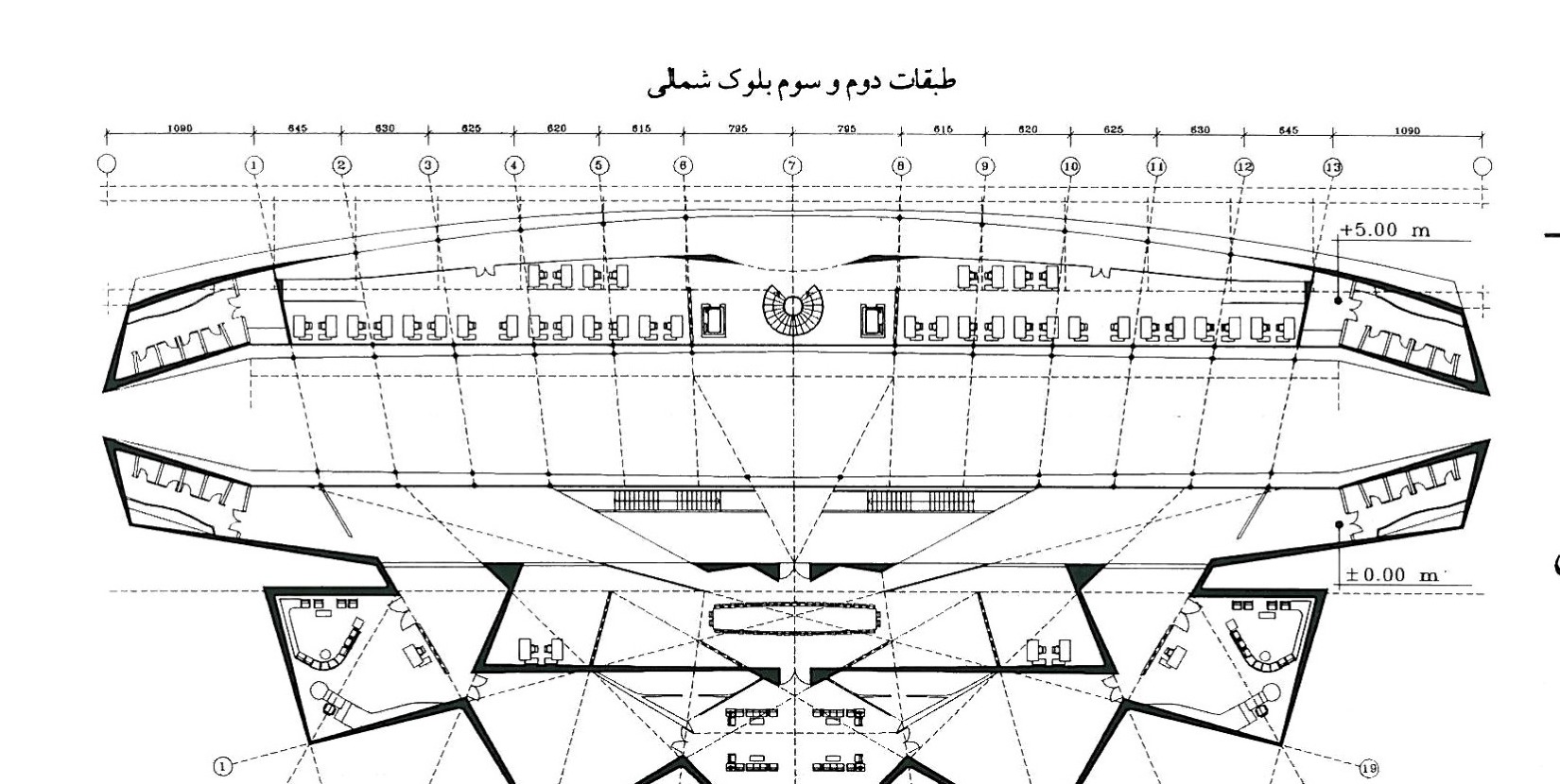 Second and third floor plans, northern block