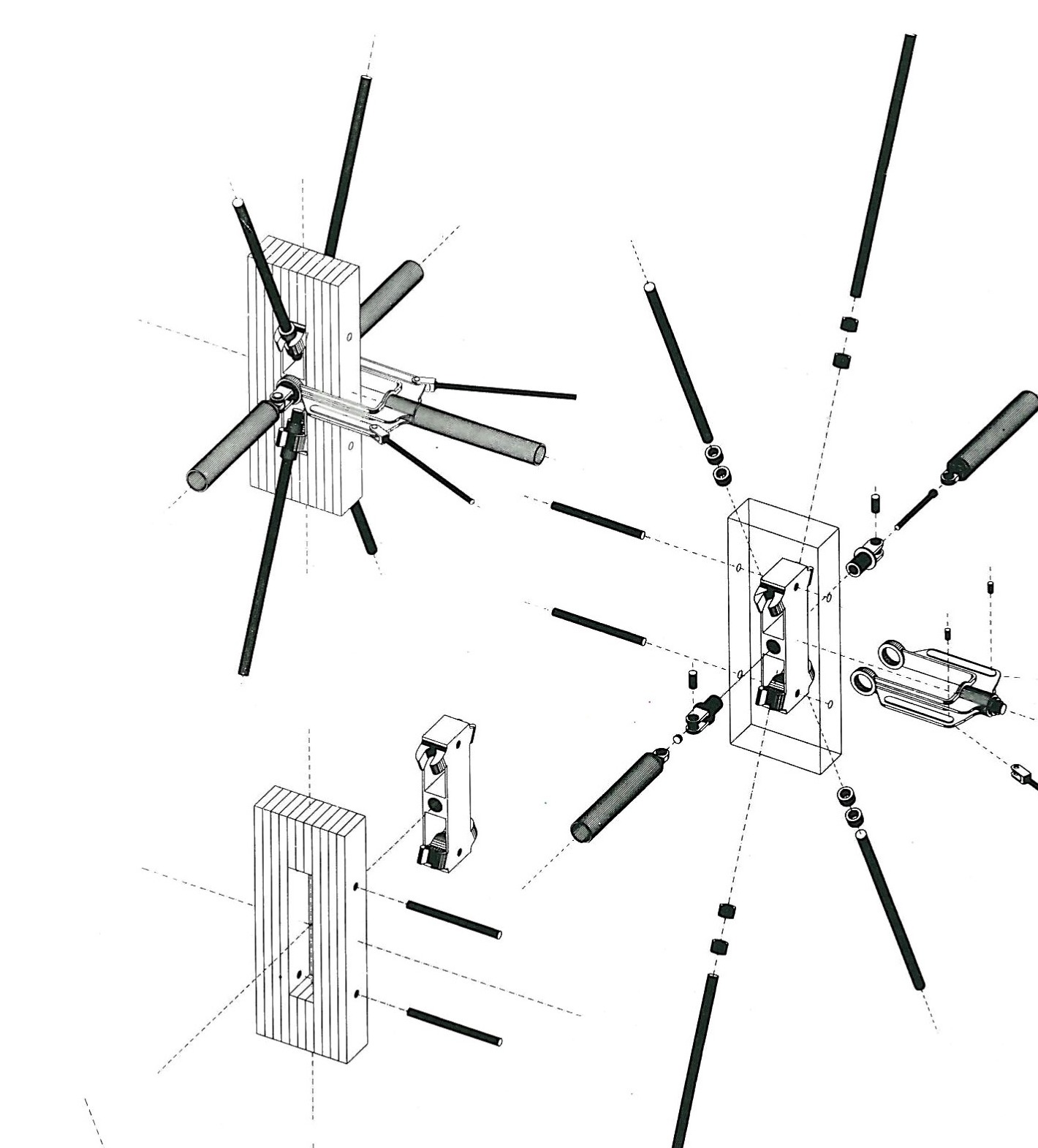 Shell — connection details, exploded axonometric