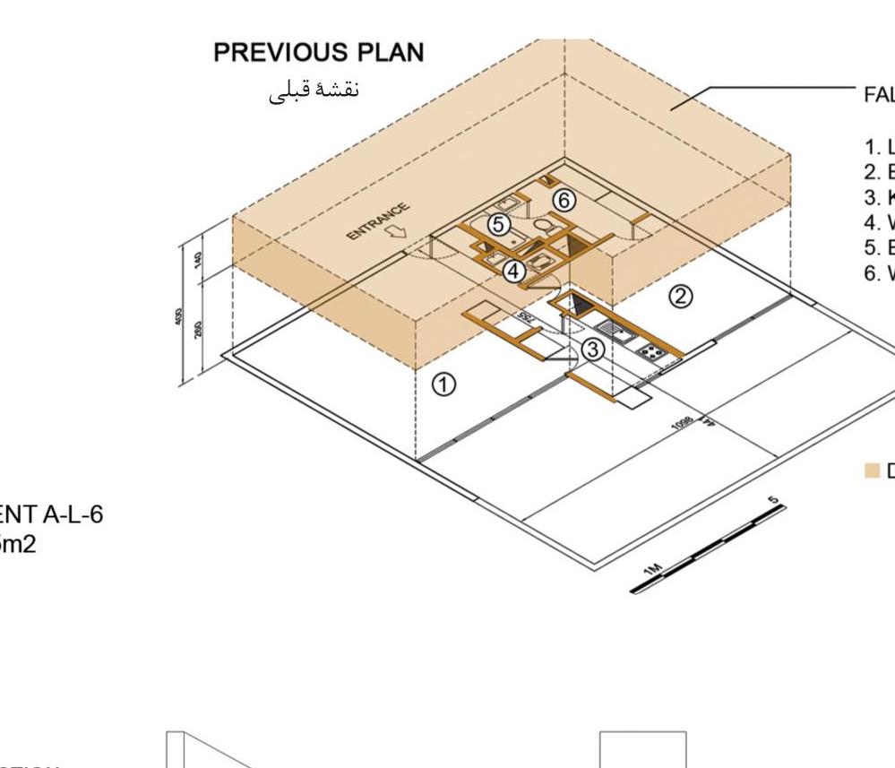 Renovation of AL6 Apartment — three-dimensional plan of the previous layout