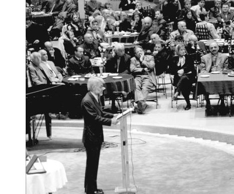 Speaker at the podium during the 7th Memar Architecture Award ceremony at the Iran National Library, Tehran, 9 November 2007