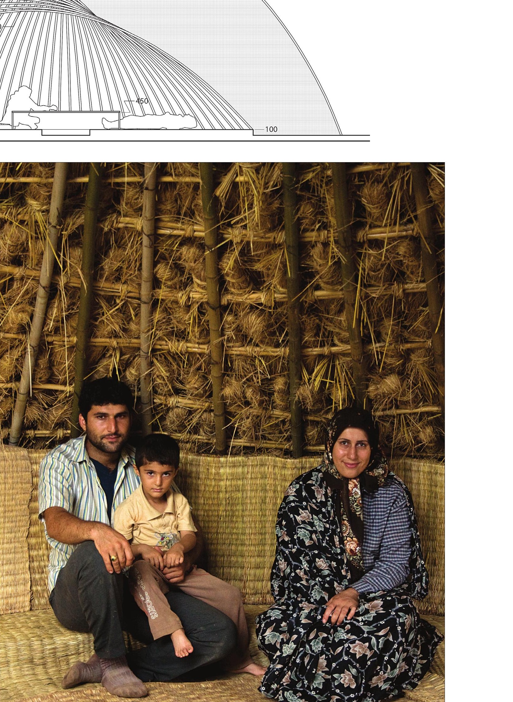 Bamboo Structure interior with family