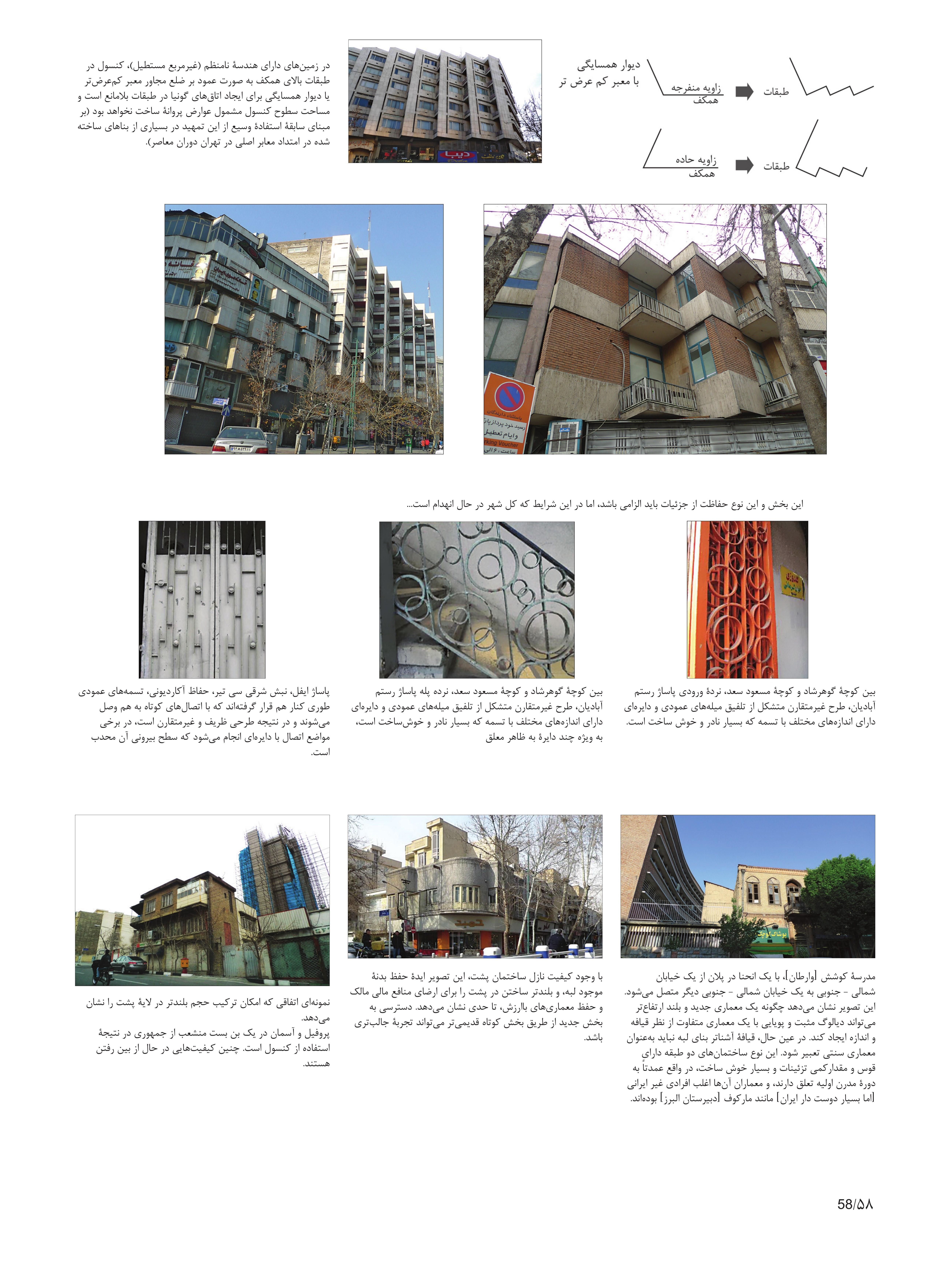 مطالعات جزئیات نما — کنسول بتنی، در آهنی آکاردئونی و گوشهٔ مدرسهٔ کوشش اوزاران.