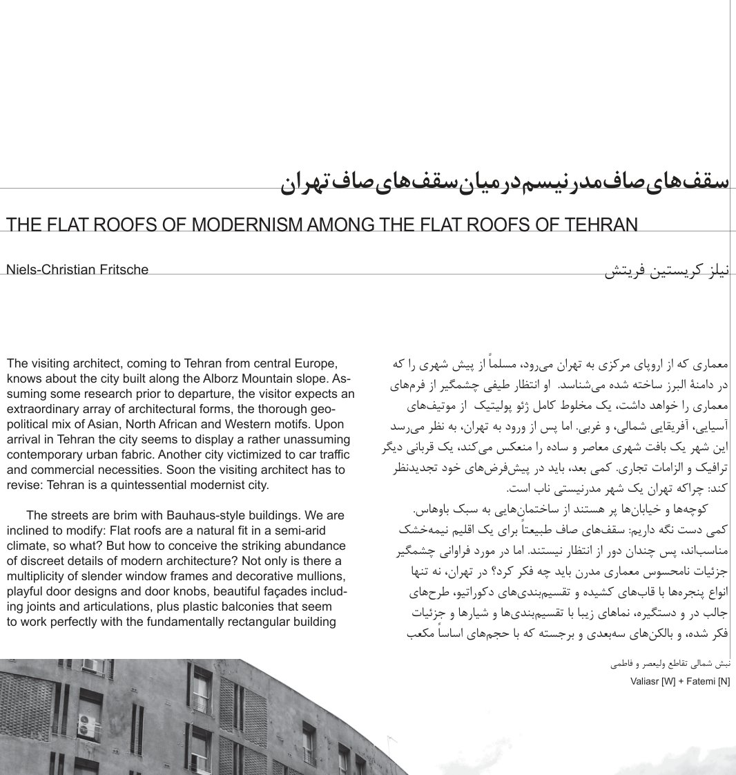 Flat Roofs of Modernism Among Flat Roofs of Tehran