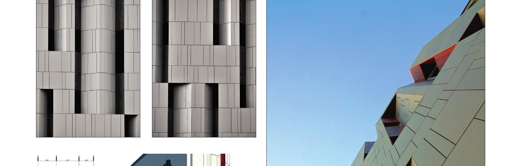 Section drawing and presentation render of the facade against context