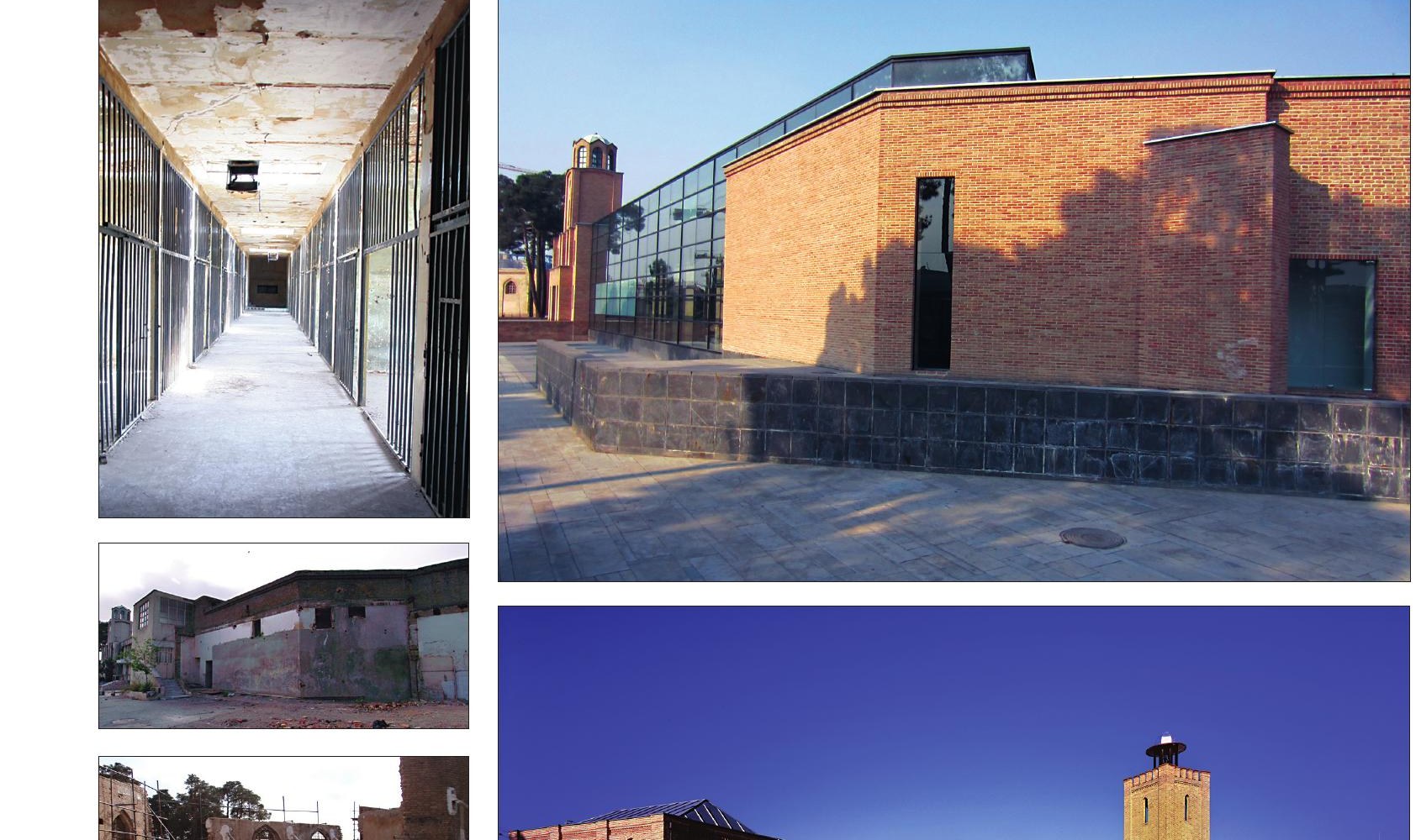 Cell-wing corridor preserved as gallery, and the new brick volumes set into the historic compound