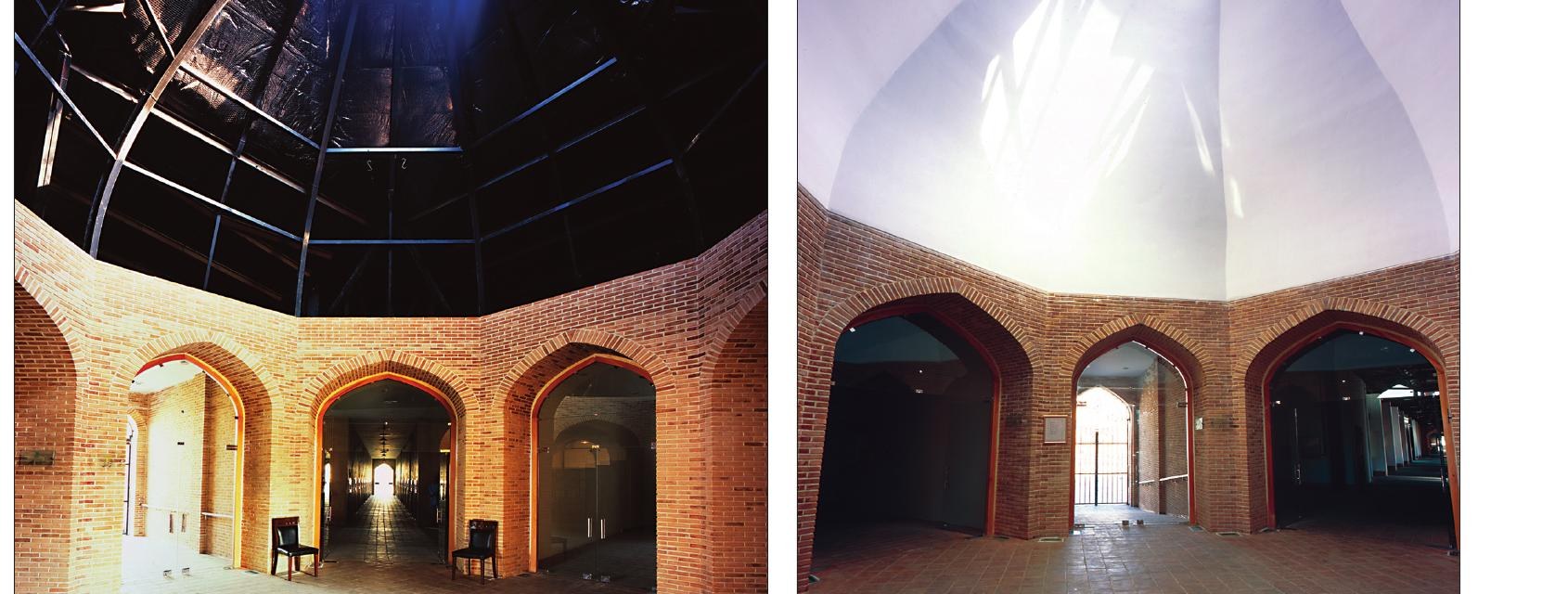 Two domed rooms — the historic dome with oculus and a restored brick-arch room