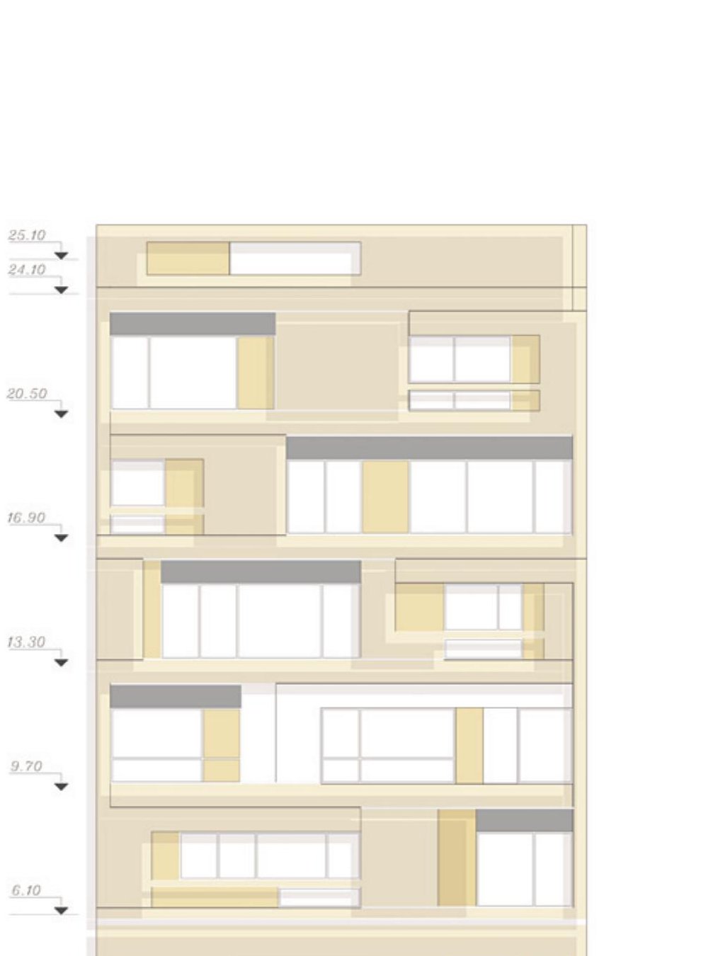 North elevation drawing — quieter proportions to match the adjacent residential fabric.