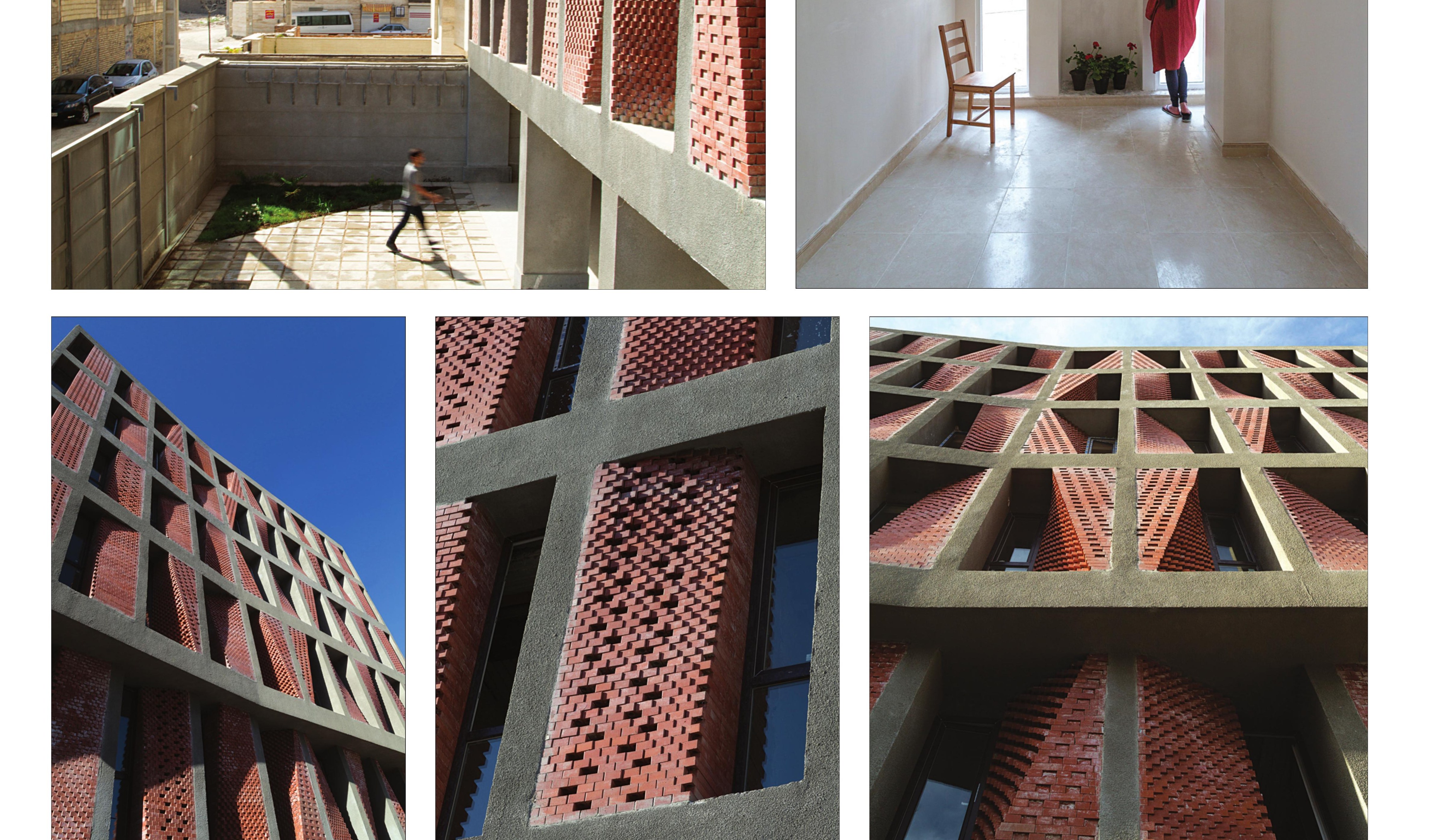 Kahrizak — perforated brick detail at street level.