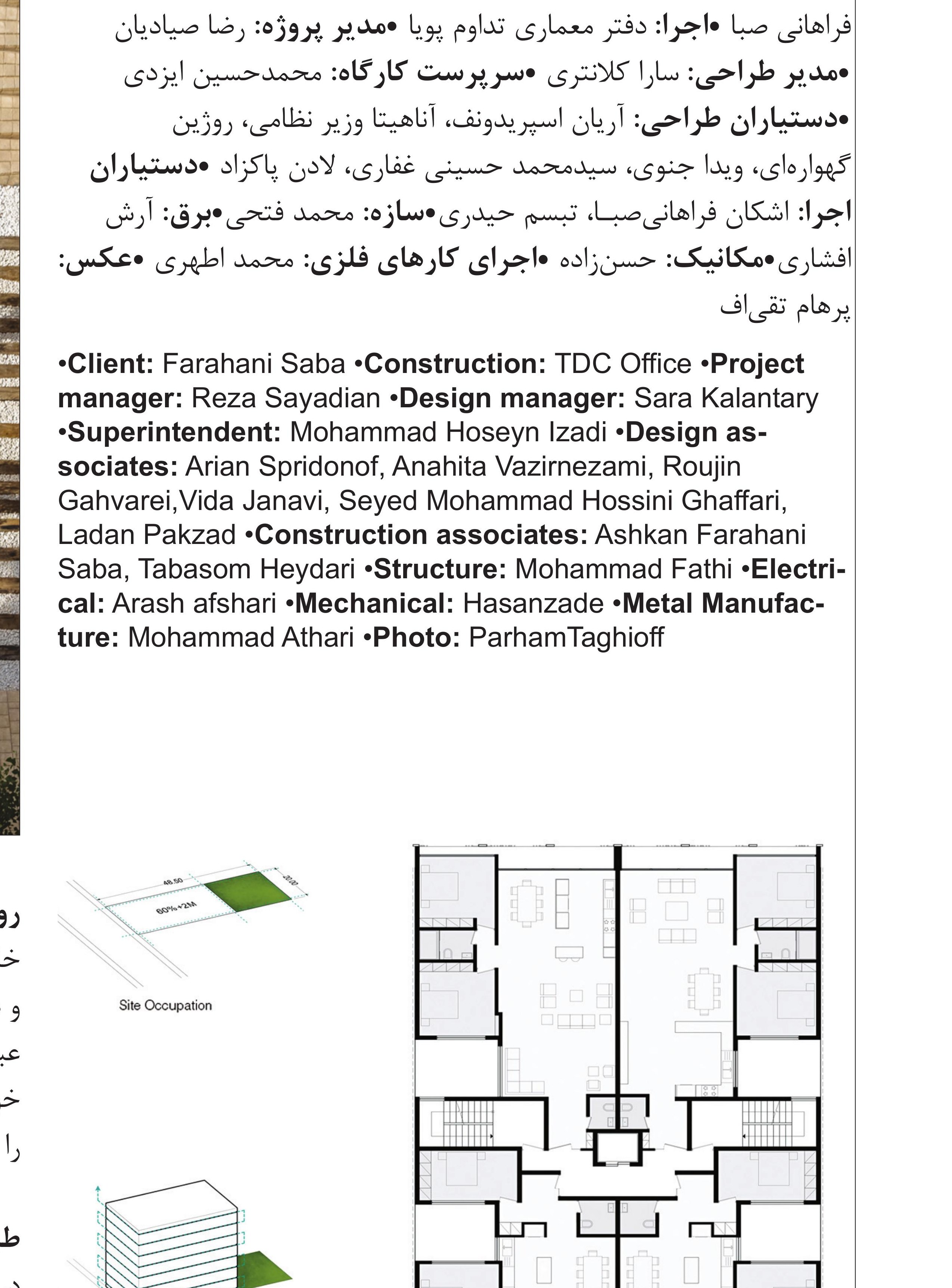 Site occupancy, built mass, urban-form diagrams and the typical apartment plan.