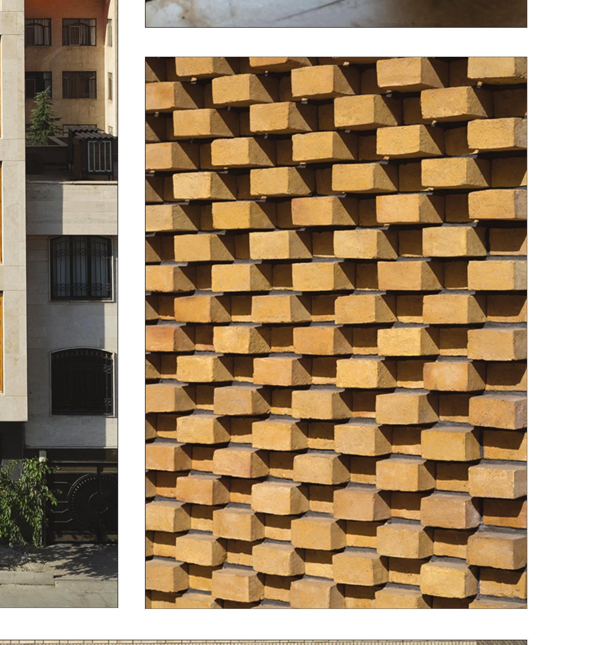 Diagonal slat pattern emerging across the shutters at different openings.