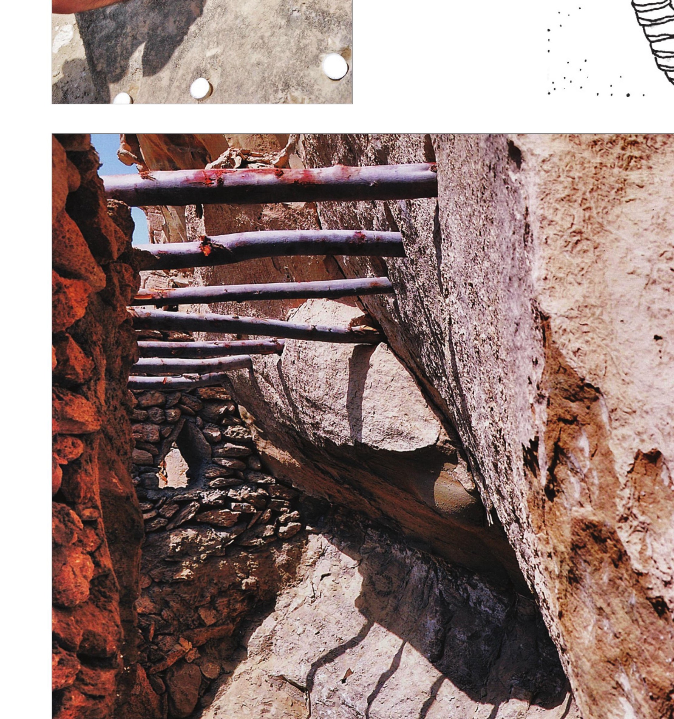 The 70 candle niches set into the surface of the 'pilgrimage stone'.
