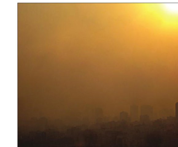 Polluted skyline of Tehran at sunset