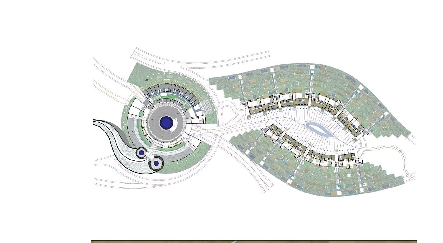 Plan of the circular public centre and its adjacent housing layer