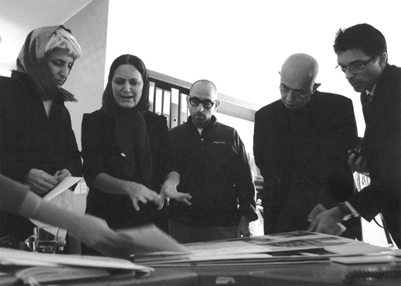 Soheila Beski with Memar Award jury members, c. 2004