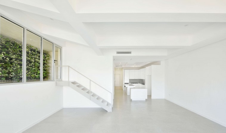 Duplex middle unit with the green-window wall