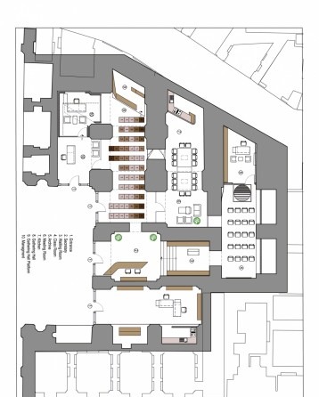 Section through the courtyard