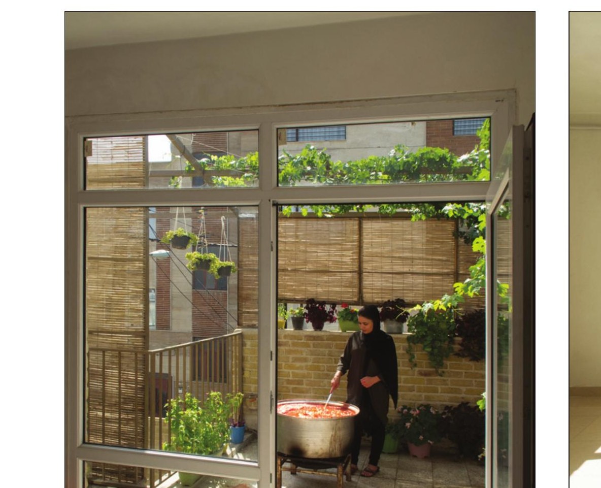 Resident cooking on the upper terrace