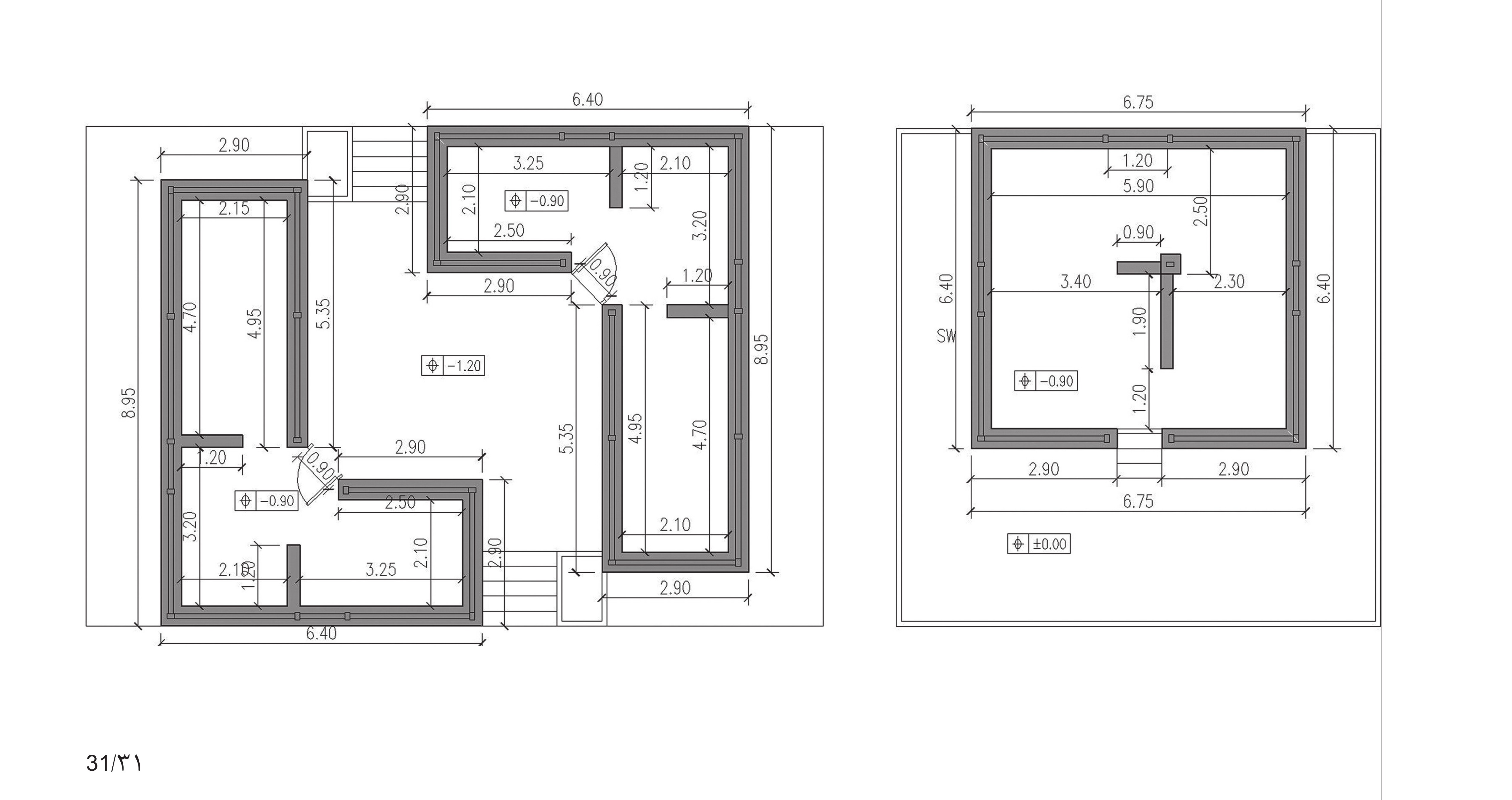 Plans of shelters A and B