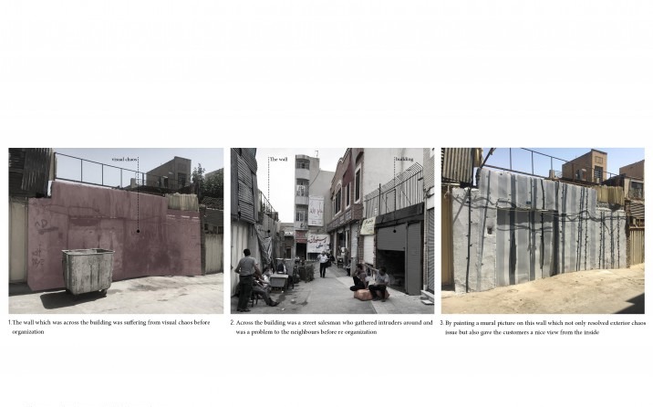 Outdoor reorganisation — the wall mural before and after