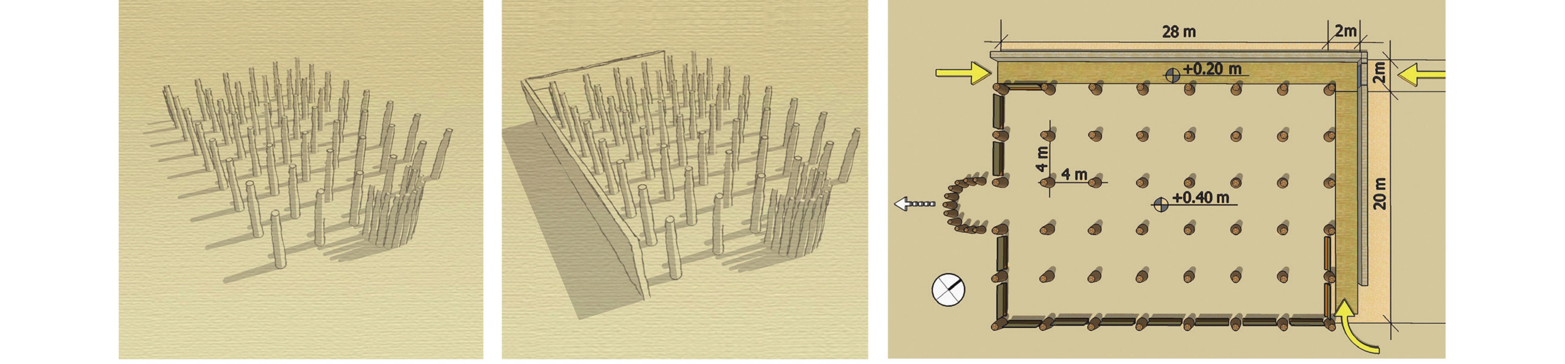 Palm-trunk column system — load-transfer diagrams