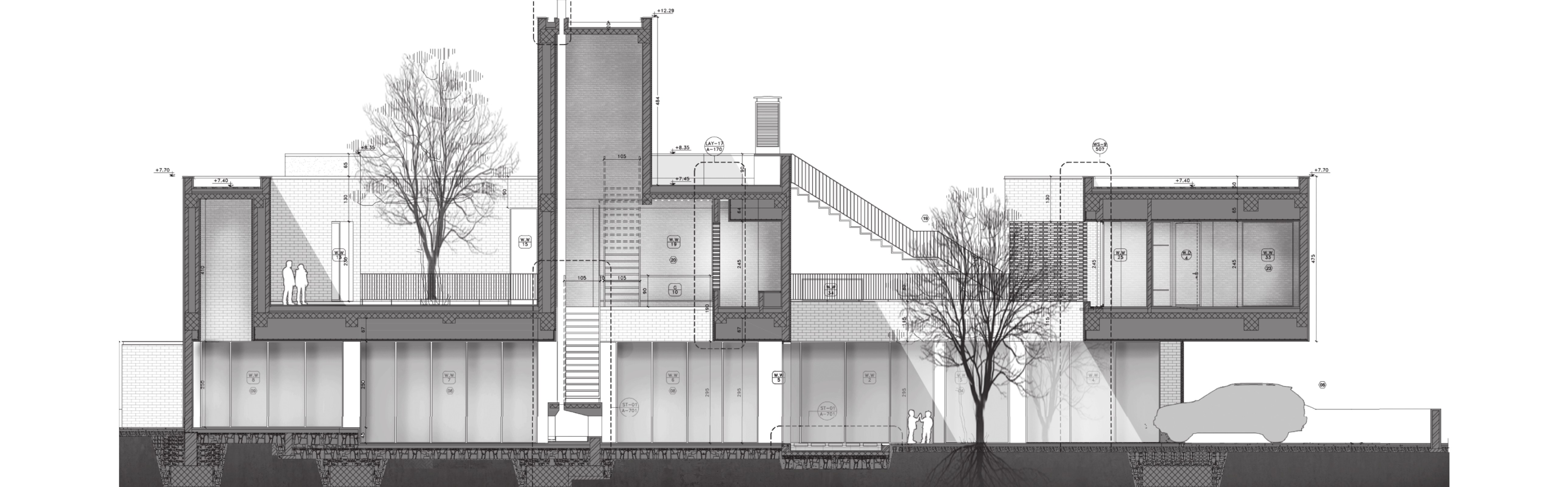 Section through the yardhouse