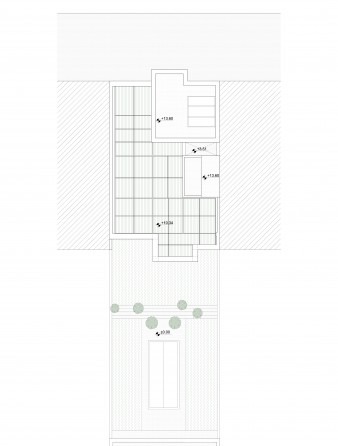 Roof plan of Farsh Film Studio with terraces and offset edges