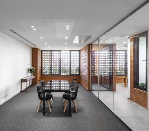 Interior under filtered daylight