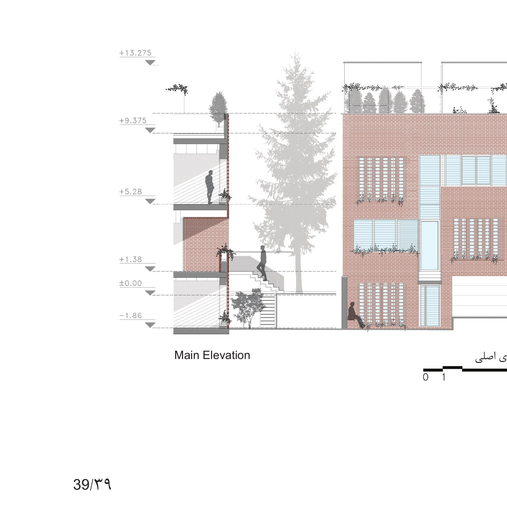 Concept axonometric sketches of the brick-skin strategy