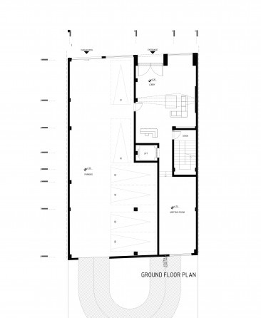 Ground floor plan of Niloofar 22 showing the entrance lobby, parking and stair core