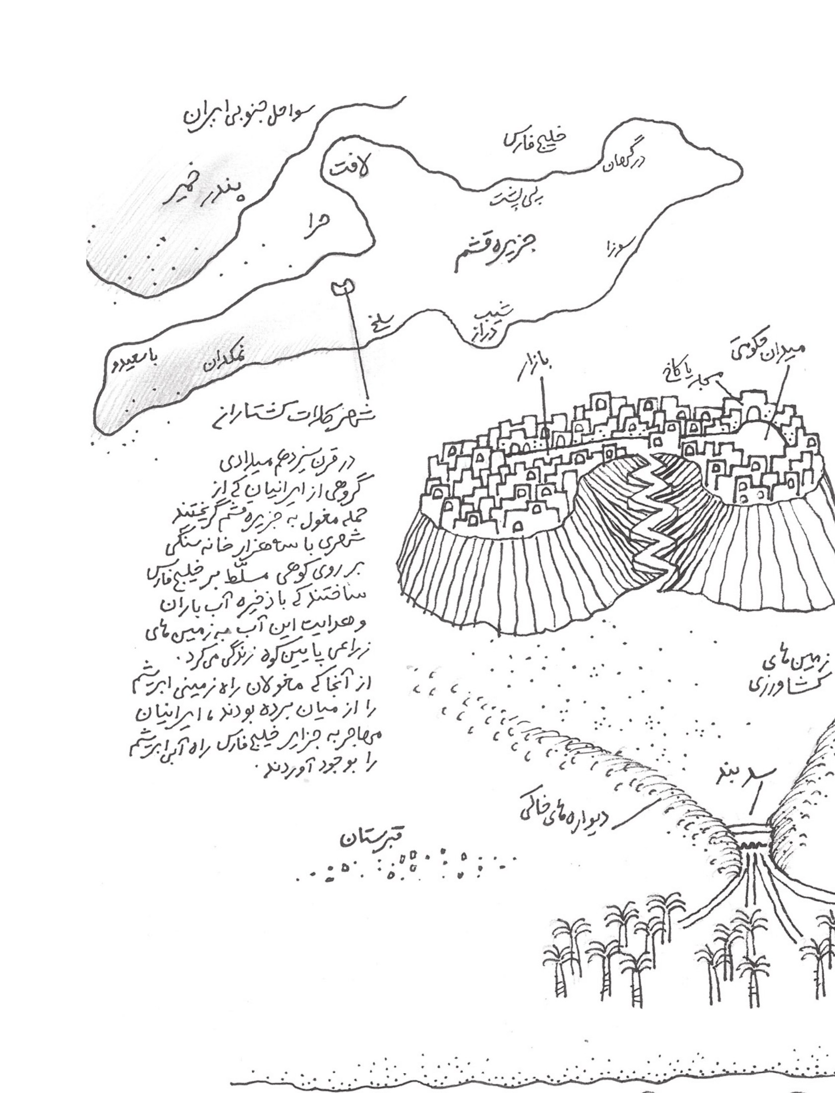 Hand-drawn Qeshm site map
