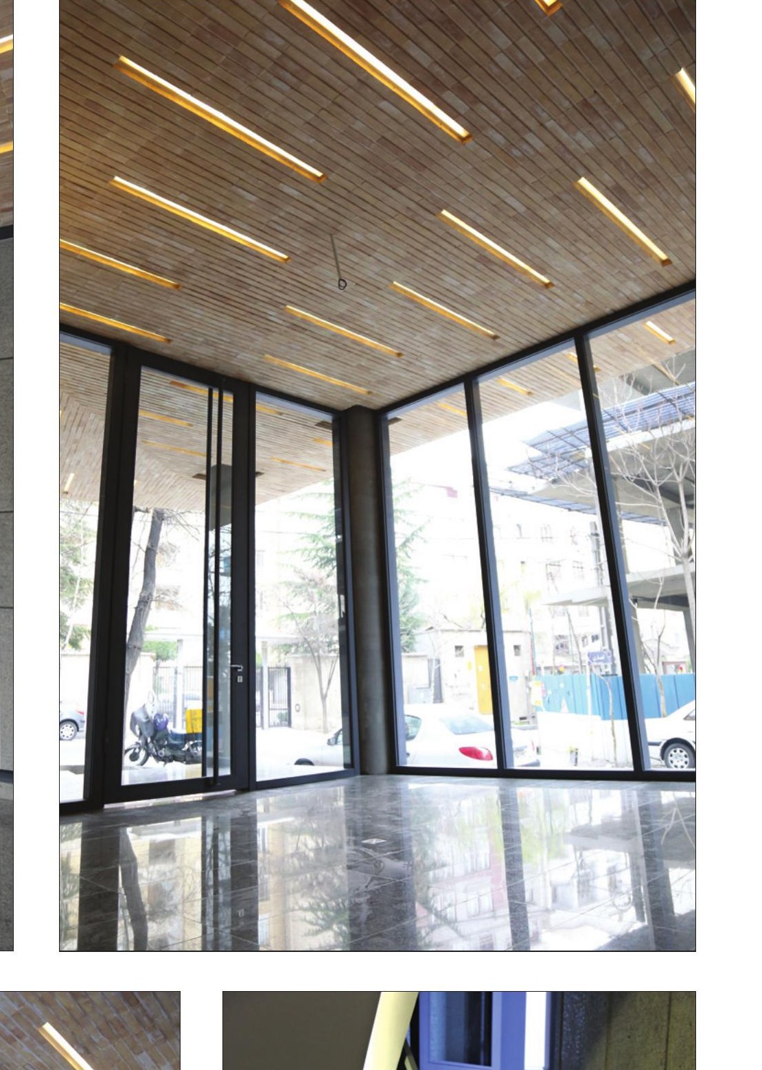 Glass entry and reflective interior