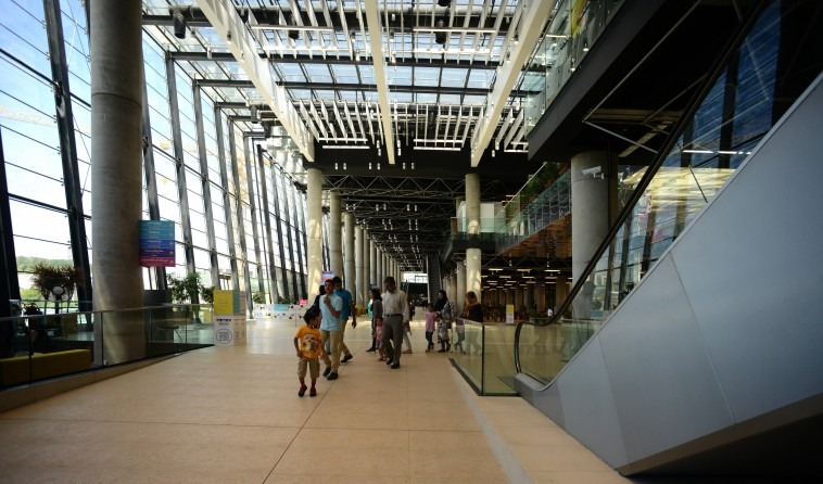 Tehran Book Garden interior of the main exhibition hall with double-height book stalls