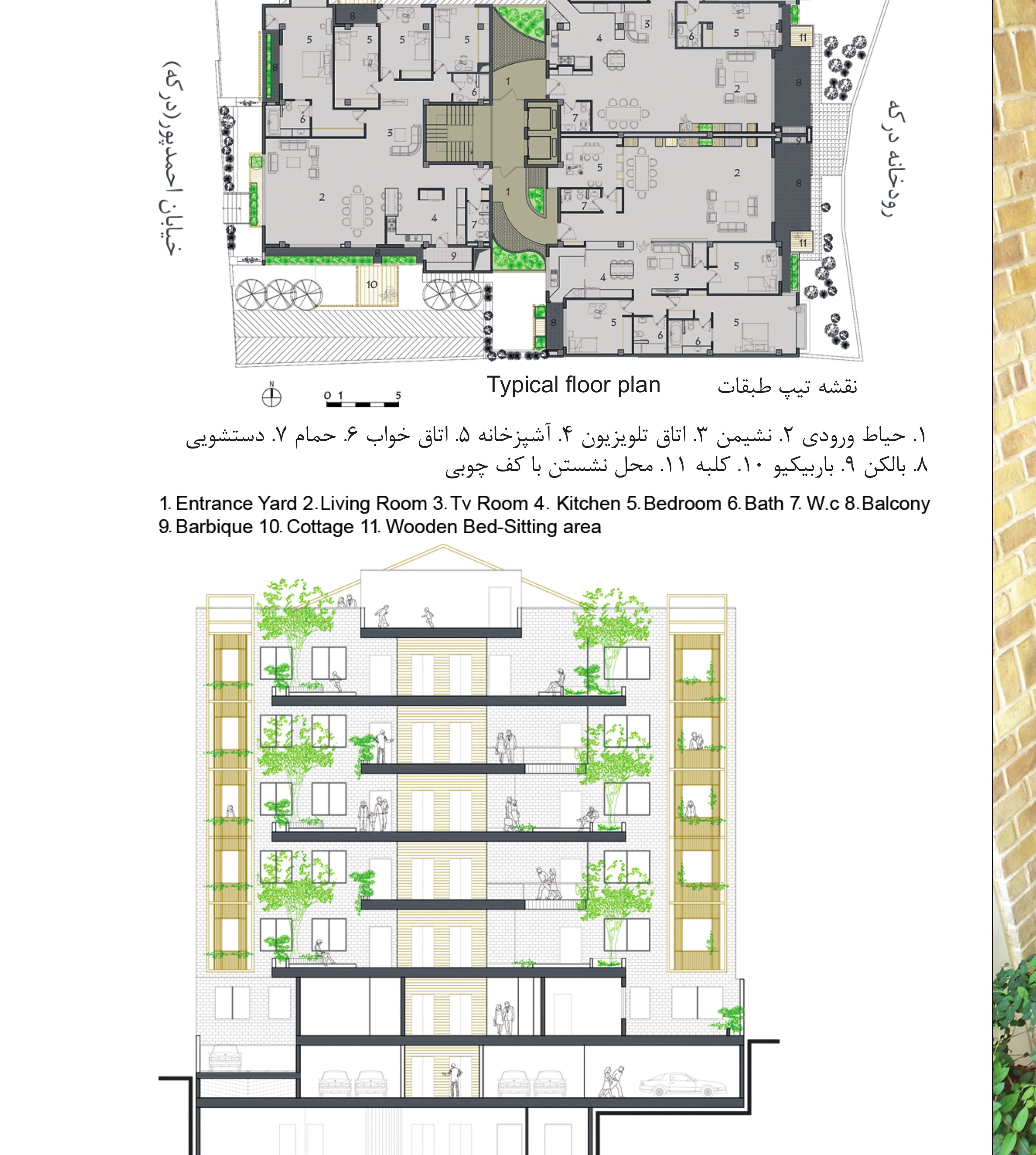 Typical floor plan and building section